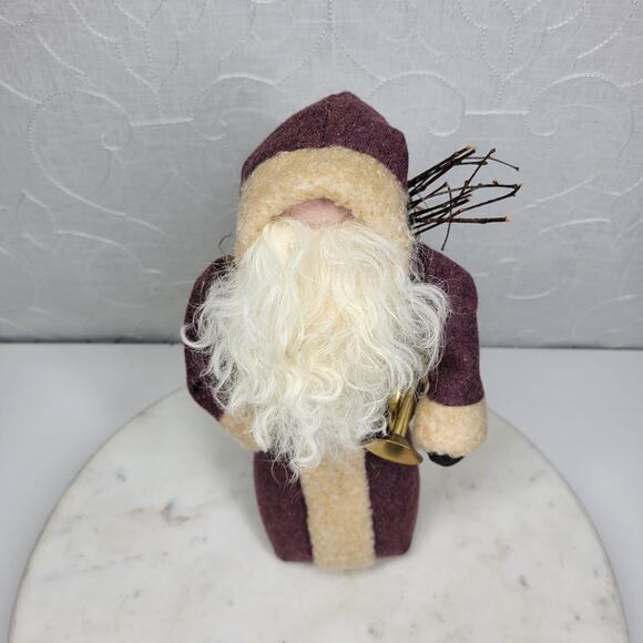 Handmade Primitive Santa Door Stop Weighted 10” Wool Coat Burlap Sack Vintage - Picture 2 of 12